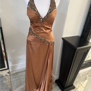 Tony Bowls Copper Embellished Prom Dress